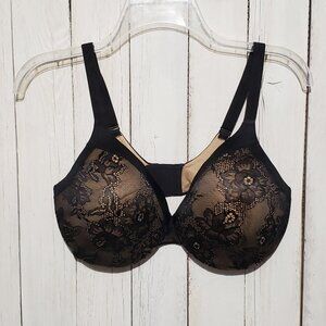 Maidenform Bra 40D Comfort Devotion Black Lace Underwire Full Coverage